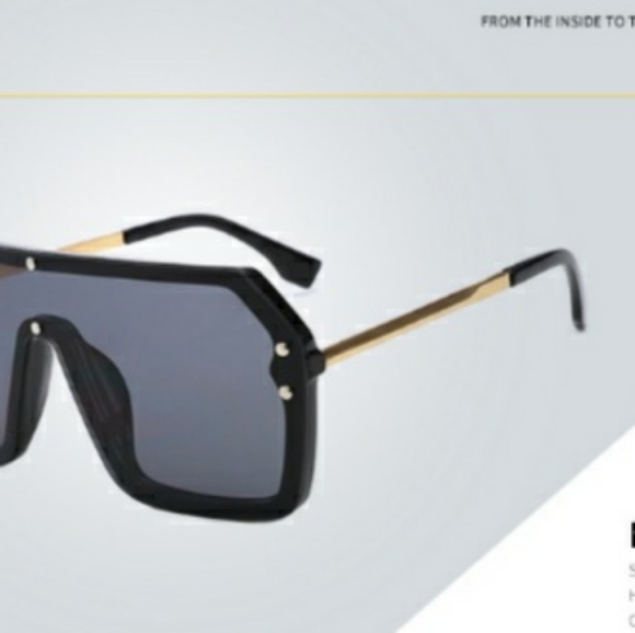 Fashion Sunglasses Oversize Women Big Frame Square Flat Top Rivet - New - Picture 6 of 8